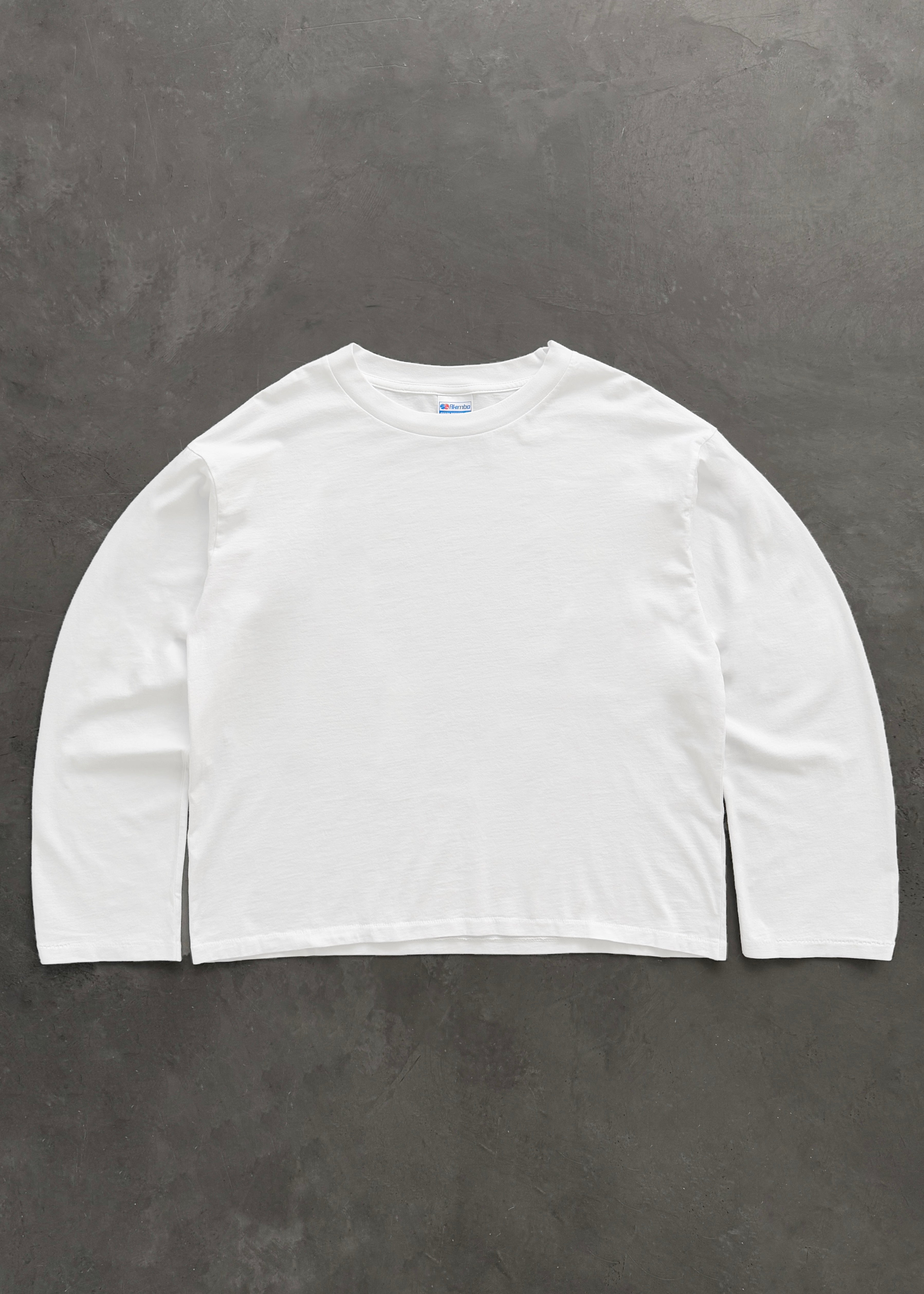 LONG SLEEVE “CHAIN PEEKER” SINGLE STITCHED TEE - WHITE